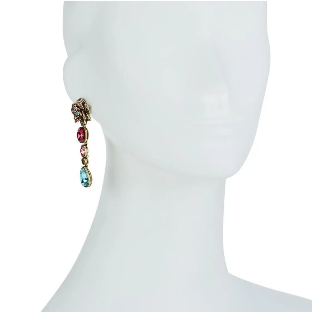 Heidi Daus "Dripping with Gems" Floral Dangle Earrings - Picture 2 of 4